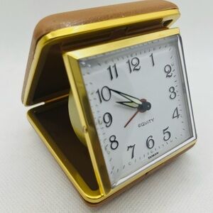 Gold and Brown Travel Alarm Clock